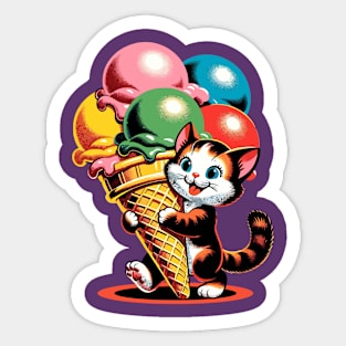 Cute kitty carrying colorful ice-cream Sticker